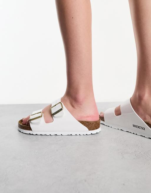 Birkenstock Arizona Birko Flor Sandalen in weiBer Lackoptik ASOS