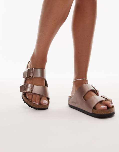 Birkenstock Arizona birko flor sandals in copper - view 1