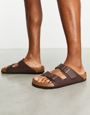 Birkenstock Arizona birko-flor sandals in dark brown - ASOS Price Checker