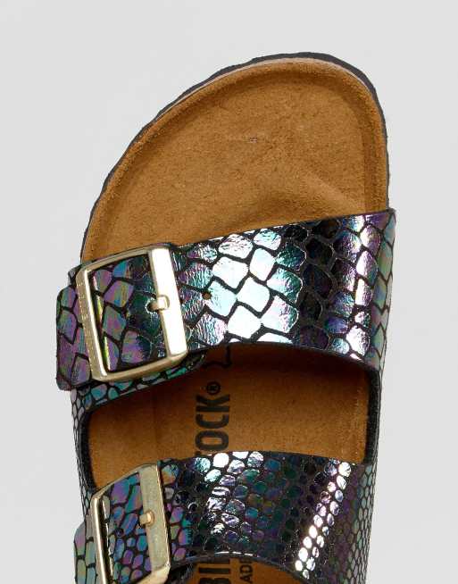 Birkenstock arizona shiny discount snake black multicolor