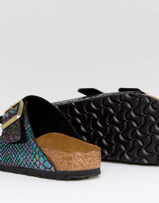 Birkenstock arizona shiny snake black multicolor hot sale