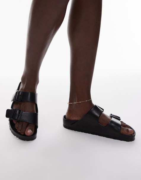 Birkenstock - Arizona Eva - Platte sandalen in zwart - view 1