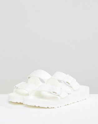 birkenstock arizona white flat sandals