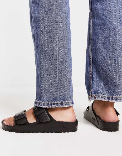Birkenstock - Arizona Eva - Zwarte platte sandalen, 3 van 4