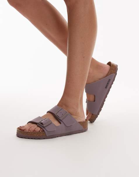 Birkenstock - Arizona - Falmet lilla sandaler med birko-flor - view 1