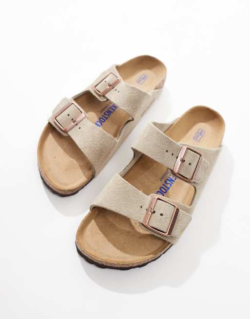 Birkenstock Arizona Flache Wildleder Sandalen in Taupe ASOS