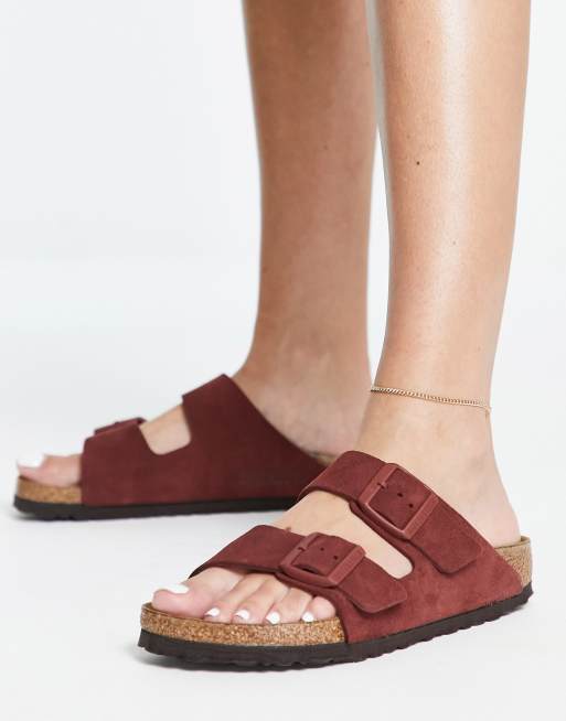 Birkenstock - Arizona - Flade sandaler i chokoladebrunt ruskind, 2 af 4