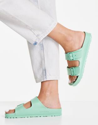 birkenstock arizona flat sandals in jade eva