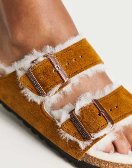 Birkenstock Arizona in Mink Shearling