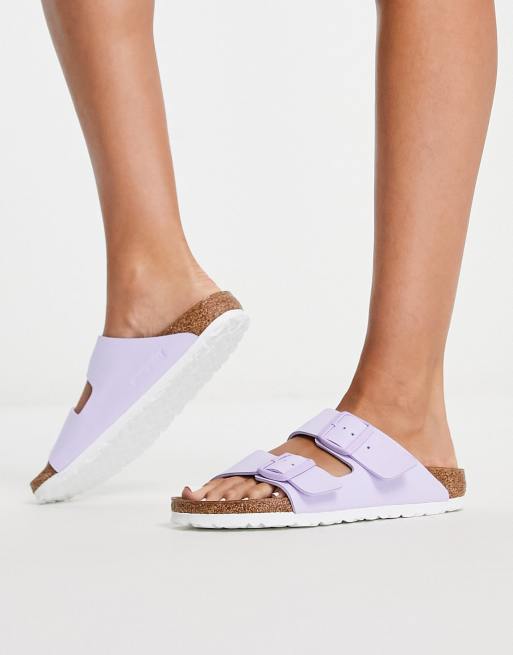 Birkenstock Arizona flat sandals in vegan lavender fog | ASOS