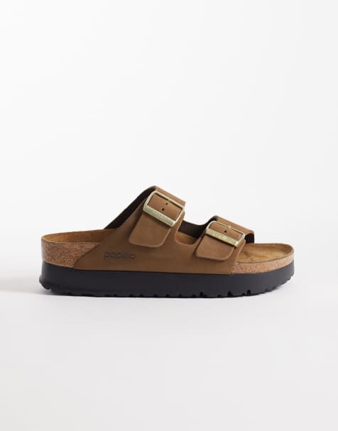 Birkenstock – Arizona Flex – Brązowe sandały na platformie - view 1