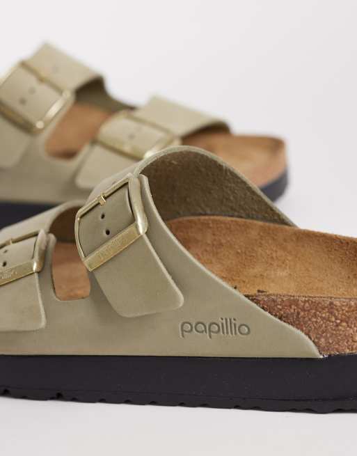Birkenstock - Arizona Flex - Sandali in pelle con plateau color eucalipto, 3 di 4