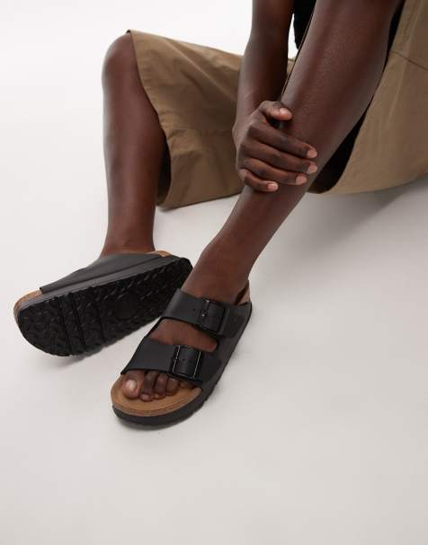 Birkenstock - Arizona Flex - Sorte sandaler med plateausål i birko-flor - view 1