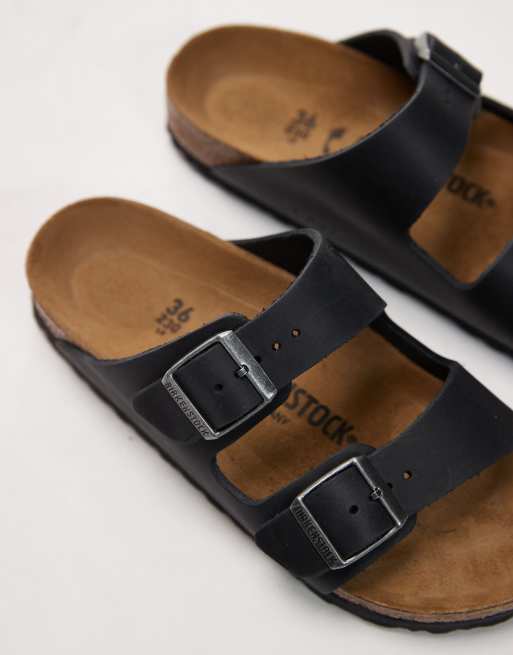 Birkenstock - Arizona - Geoliede leren sandalen in zwart, 2 van 4