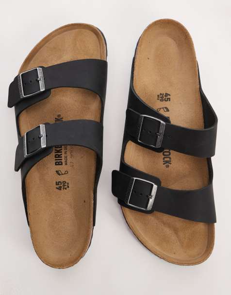 Birkenstock - Arizona - Geoliede leren sandalen in zwart - view 1
