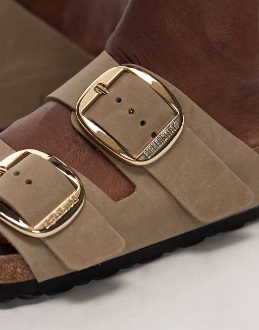 Birkenstock - Arizona - Geoliede leren sandalen met grote gesp in tabaksbruin, 3 van 4