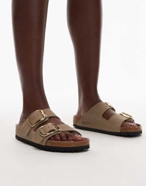 Birkenstock - Arizona - Geoliede leren sandalen met grote gesp in tabaksbruin, 4 van 4