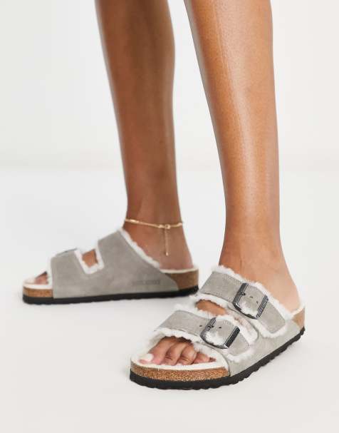 Birkenstock – Arizona – Grå sandaler med shearling - view 1