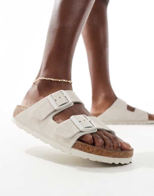 Birkenstock - Arizona - Hvide sandaler i ruskind