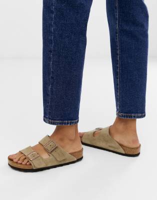 birkenstock arizona taupe suede women's