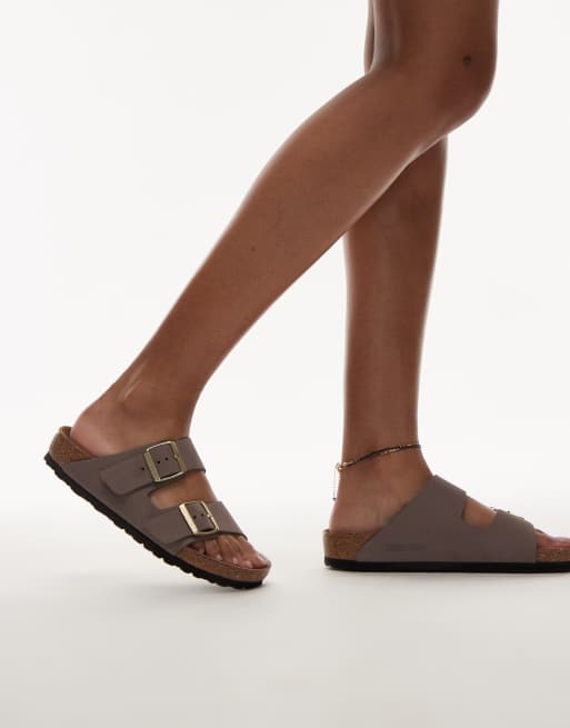 Birkenstock Arizona leather sandals in faded purple