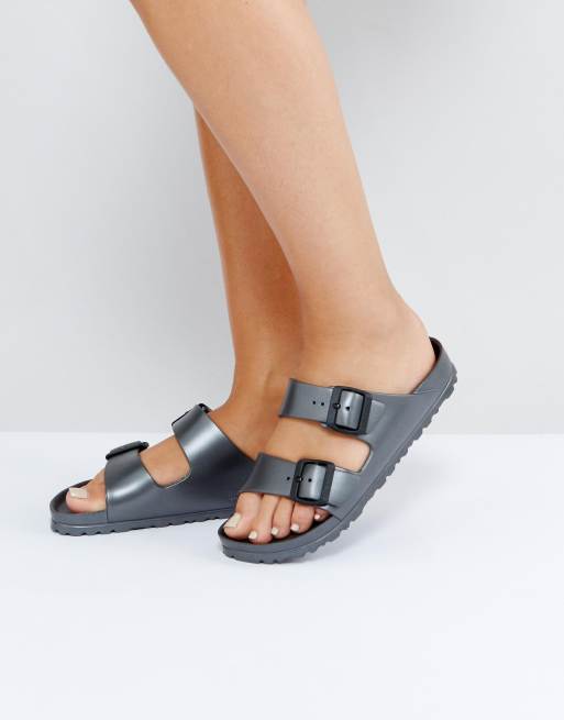 Birkenstock arizona soft discount footbed metallic anthracite