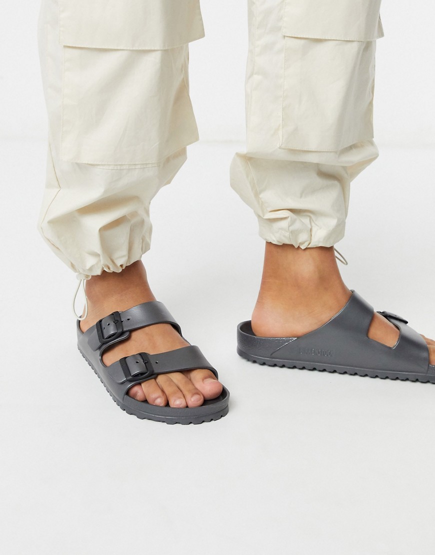 Birkenstock – Arizona – Mörkgrå EVA-sandaler med metallic-effekt