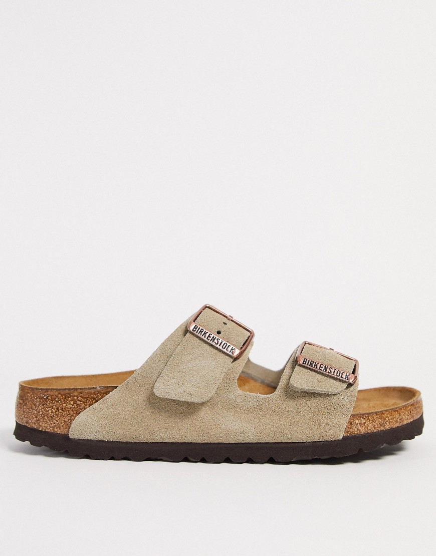 Birkenstock – Arizona – Mullvadsgrå sandaler i mocka-Beige
