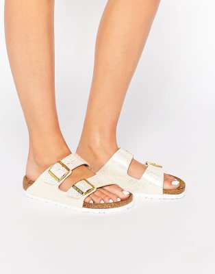 Birkenstock arizona white hot sale snake