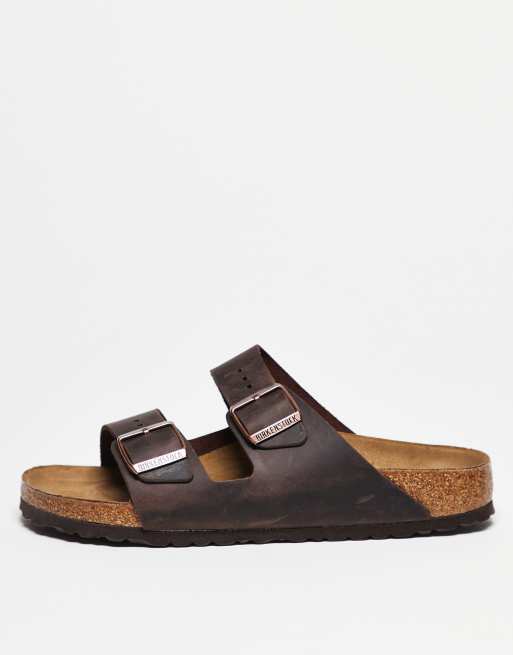 Birkenstock – Arizona – Olejowane skórzane sandały unisex w kolorze ciemnobrązowym