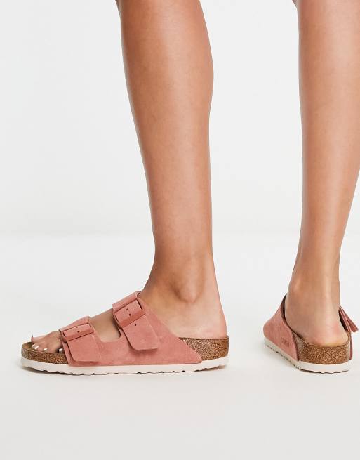 Birkenstock - Arizona - Platte suède sandalen in aarderood, 3 van 4