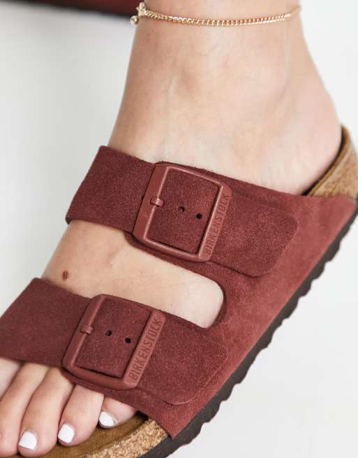 Birkenstock - Arizona - Platte suède sandalen in chocolade, 3 van 4