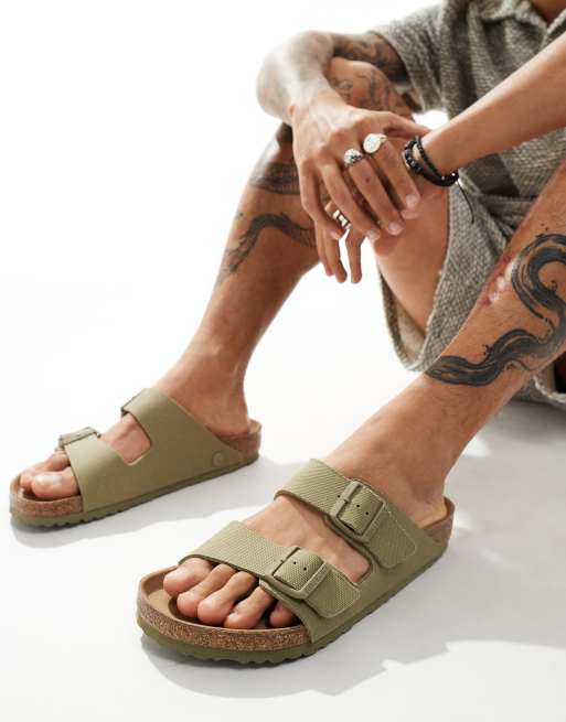 Birkenstock – Arizona – Płócienne sandały odpowiednie dla wegan w kolorze khaki