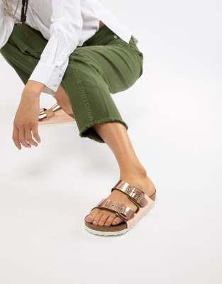 birkenstock arizona pink gold