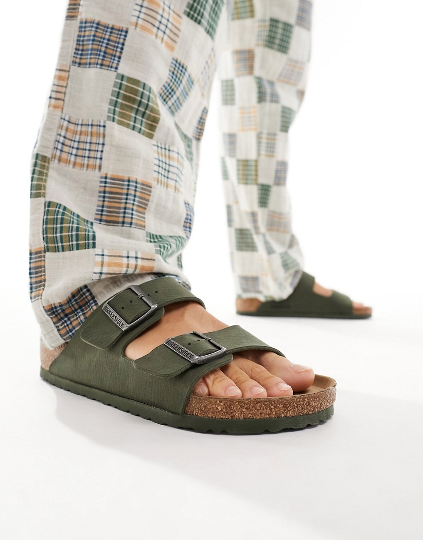 birkenstock - arizona - salviagröna sandaler i mocka-grön/a