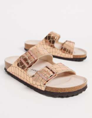 rose gold birkenstock sandals