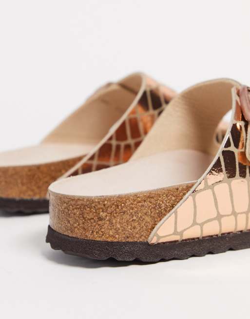 Birkenstock arizona sandal in gator rose gold new arrivals