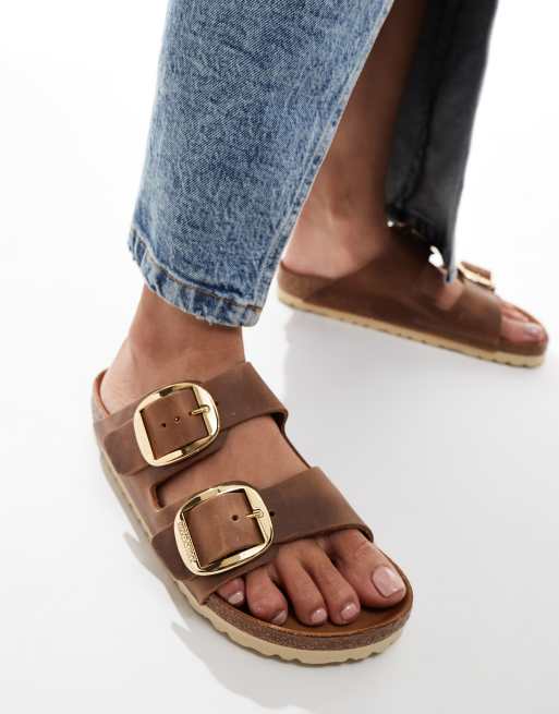 Birkenstock – Arizona – Sandalen aus cognacfarbenem Leder mit