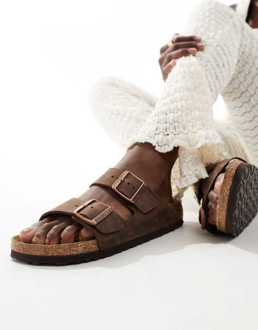 Birkenstock Arizona Sandalen aus geoltem Havanna Leder ASOS