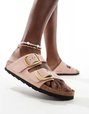 Birkenstock - Arizona - Sandalen aus Nubukleder in Rosa mit großen Schnallen