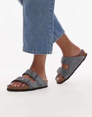 Birkenstock - Arizona - Sandalen aus Wildleder in Grau