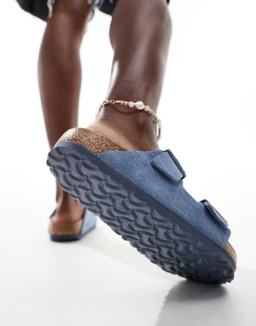 Birkenstock - Arizona - Sandalen in blauw suède, 4 van 4