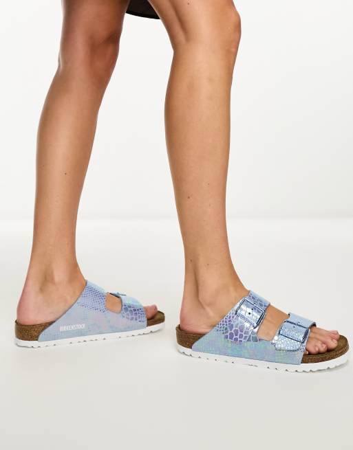 Birkenstock – Arizona – Sandalen in Flieder mit Schlangenmuster, 3 von 4