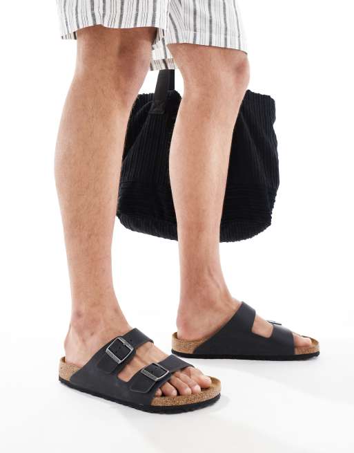 Hvile Motivering Afslut Birkenstock – Arizona – Sandalen in Schwarz aus geöltem Leder | ASOS