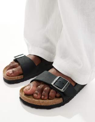 Birkenstock - Arizona - Sandalen in Schwarz aus geöltem Leder