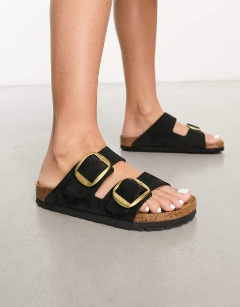 Birkenstock – Arizona – Sandalen in Schwarz mit großer Schnalle - view 1
