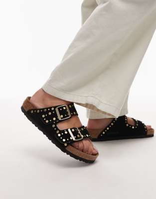 Birkenstock - Arizona - Sandalen in Schwarz mit Nietendetails