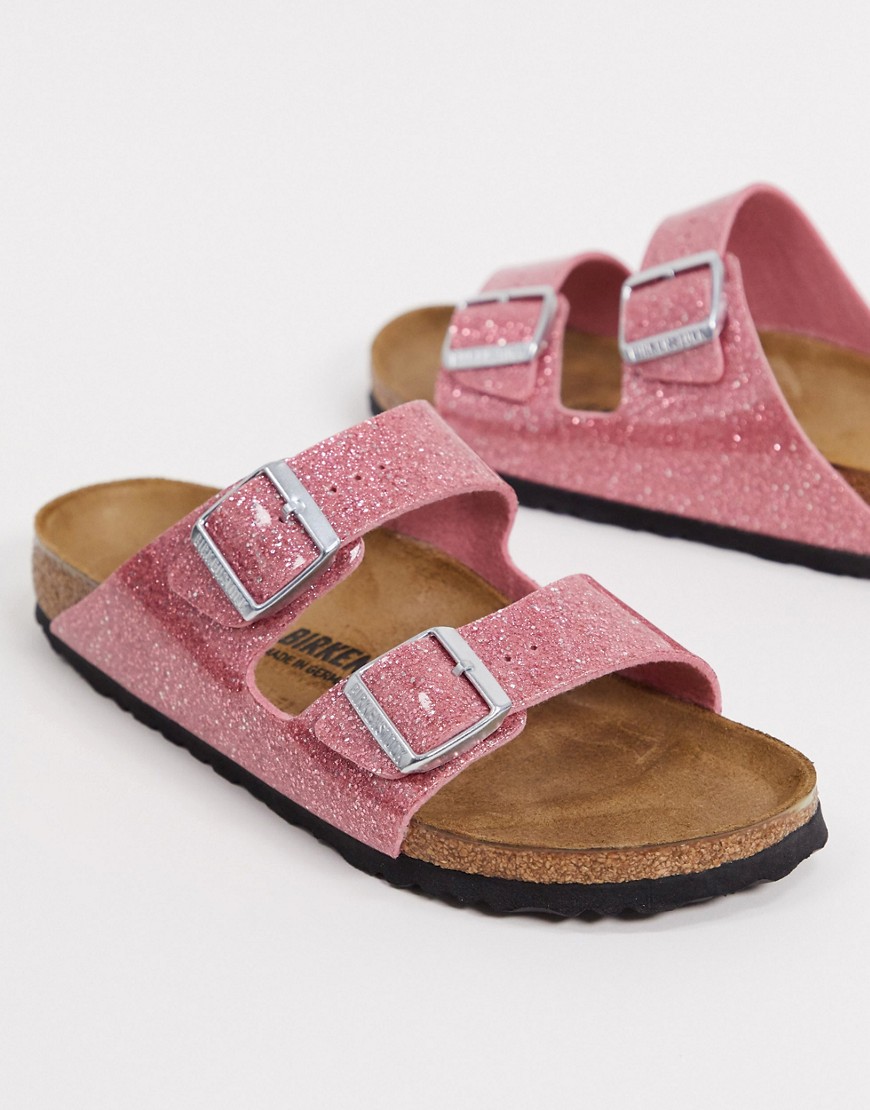 Birkenstock - arizona - sandalen met kosmische glitter in roze