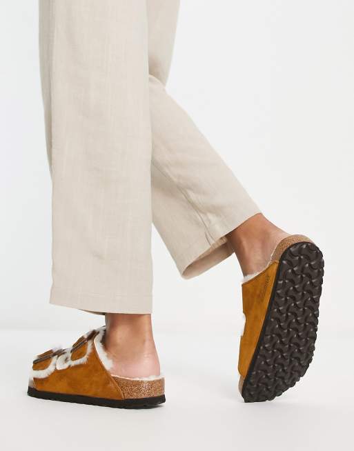 Birkenstock – Arizona – Sandalen mit Lammfellfutter in Nerz, 4 von 4