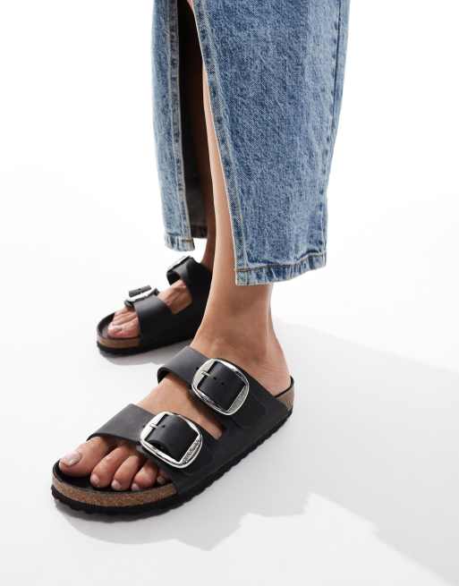 Birkenstock Arizona Sandales en cuir avec de larges boucles Noir